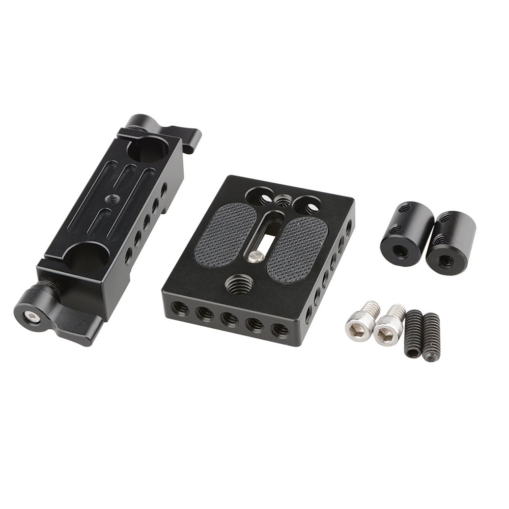 CAMVATE DSLR Baseplate Mount with Railblock Height Riser for 15mm Rail Rod Support System for Stable Filming - View 6 of 8