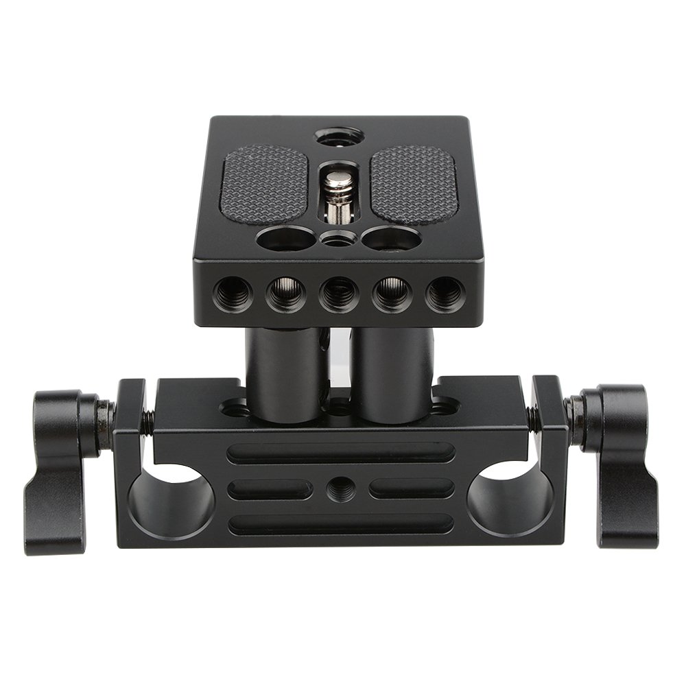CAMVATE DSLR Baseplate Mount with Railblock Height Riser for 15mm Rail Rod Support System for Stable Filming - View 7 of 8