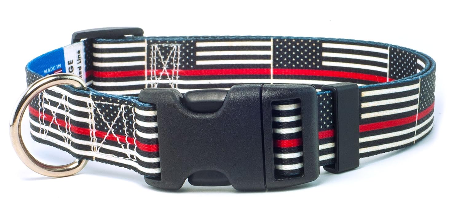 PatriaPet Thin Red Line Dog Collar for Firefighters Small Size 9 to 13 Inches Durable and Stylish Pet Accessory
