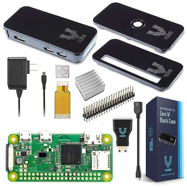 Vilros Raspberry Pi Zero W Starter Kit - Black Case, Power Supply & Accessories Included