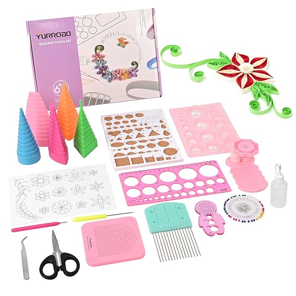 YURROAD YURROAD 19pcs Paper Quilling Tools Kit: Slotted Pen, Board, Comb & More for DIY Crafts - View 2 of 10