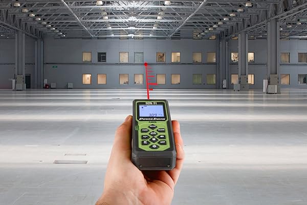 POWERSMITH POWERSMITH PLM325 325ft Weatherproof Backlit Digital Laser Distance Measure with Four Units Fractional Display and Rubberized Grip - View 2 of 6