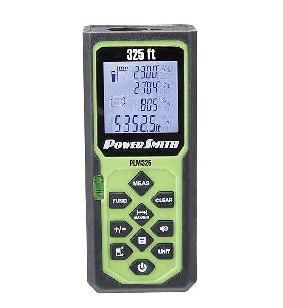 POWERSMITH POWERSMITH PLM325 325ft Weatherproof Backlit Digital Laser Distance Measure with Four Units Fractional Display and Rubberized Grip