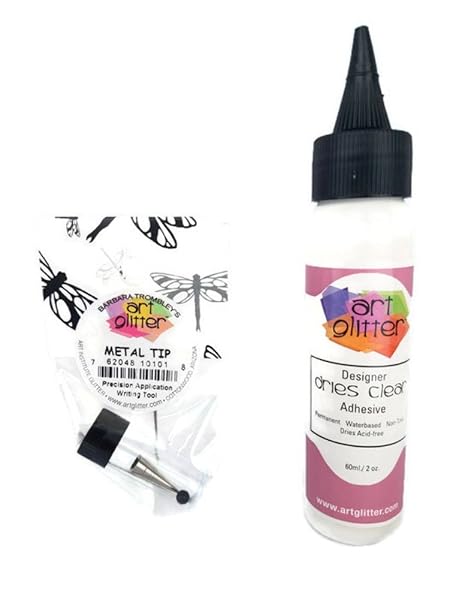 Art Glitter Art Glitter Glue Designer Dries Clear 2 oz - Ultra Fine Metal Tip Adhesive for Crafting