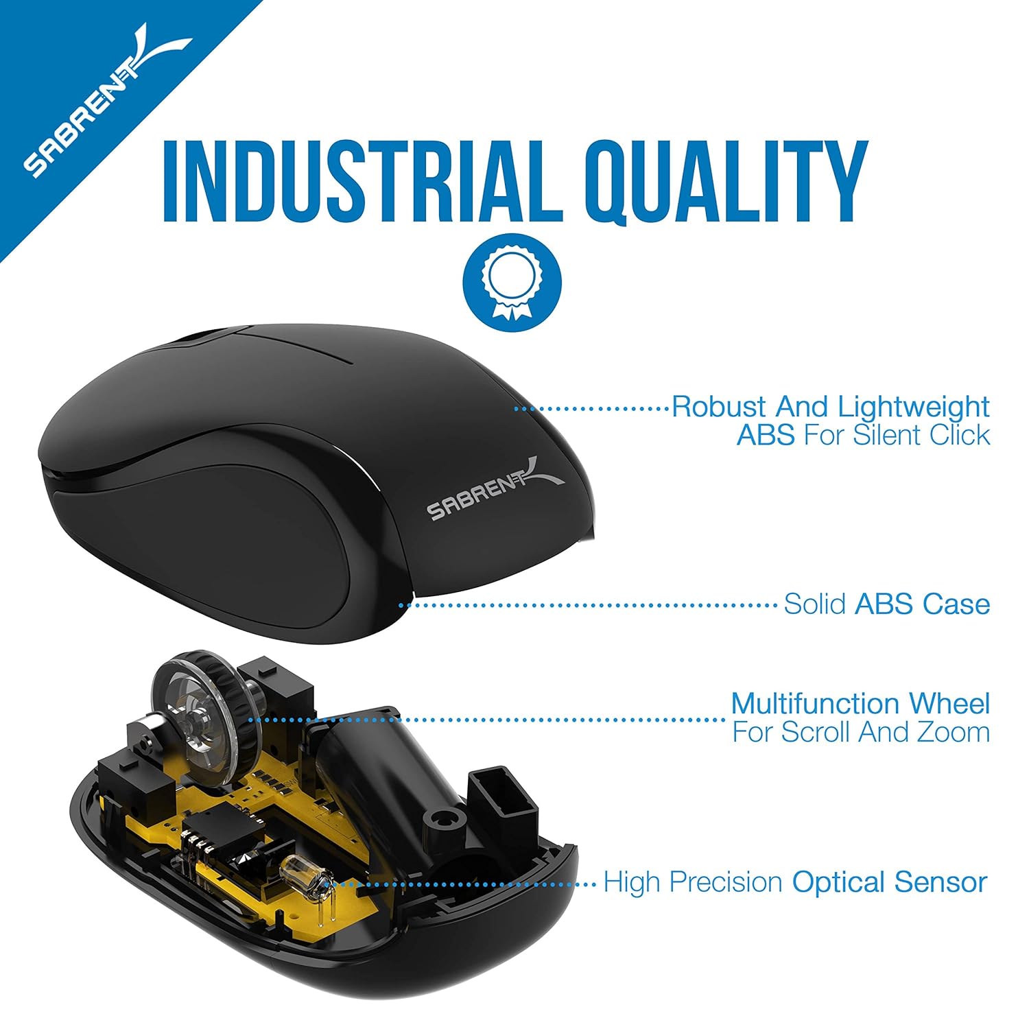 SABRENT SABRENT Mini Travel Wireless Mouse 24GHz with Nano Receiver Compact Design for Easy Portability - View 3 of 9
