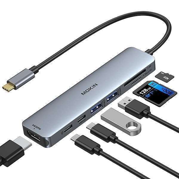 MOKiN MOKiN 7-in-1 USB C Hub HDMI Adapter for MacBook Pro/Air - Fast Data Transfer, 100W PD, SD/TF Reader & More!