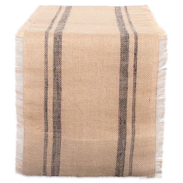 DII Shop DII Jute Burlap Table Runner 14x72 - Stylish Gray Double Border for Kitchen Tabletop Decor