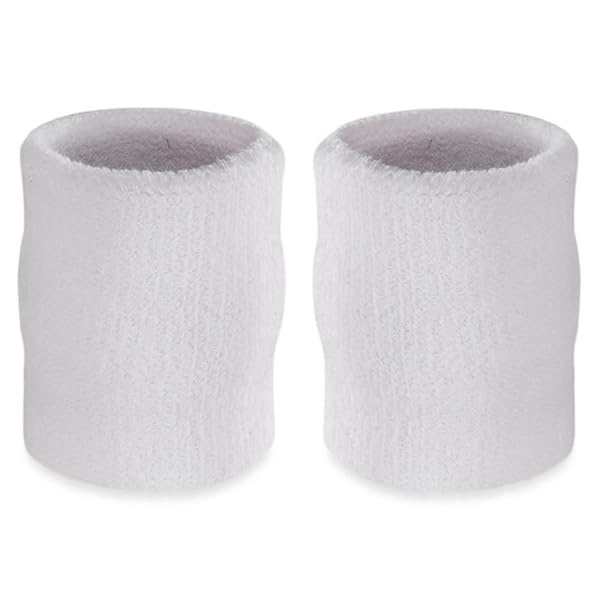 Suddora Buy Suddora Arm Sweatbands - Absorbent Cotton Wristbands for Gym, Sports & Cosplay - Breathable 4-inch White Bands