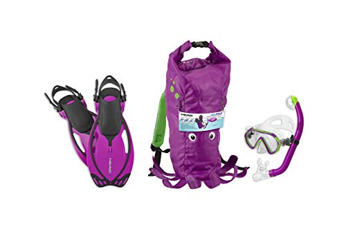 HEAD Premium Youth Sea Pals Snorkel Set - Mares Head Italian Collection, Ultra-Clear Lens, Purple, Size Large (1-4) for Kids
