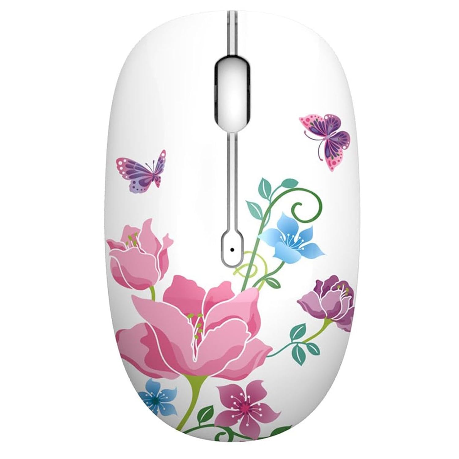 TENMOS TENMOS M101 Wireless Mouse Cute Silent Computer Mice 2.4G Optical Travel Mouse 1600 DPI for Laptop Notebook PC Butterfly Design