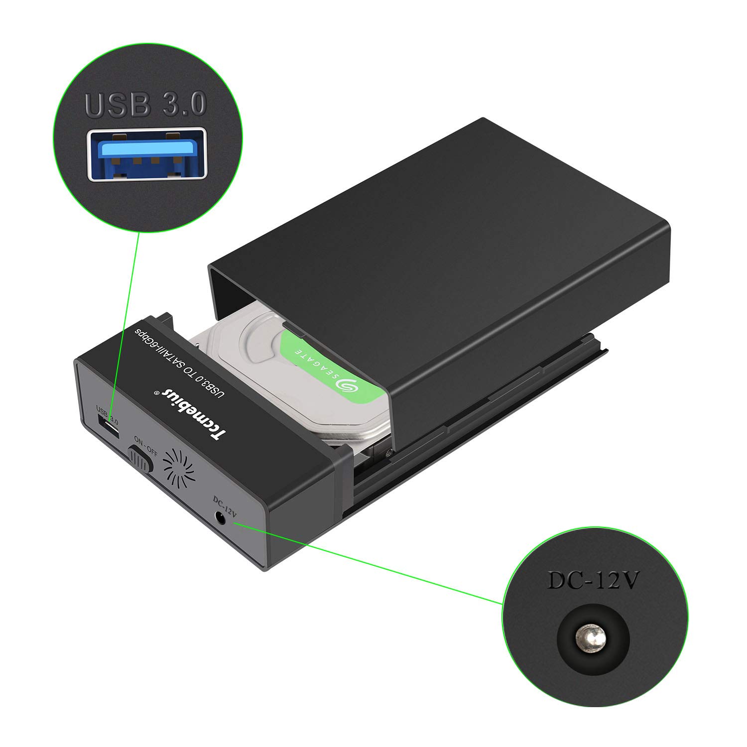 Tccmebius Tccmebius USB 3.0 External Hard Drive Enclosure for 2.5 3.5 Inch SATA HDD SSD Up to 20TB Tool-Free Docking Station with UASP Support - View 5 of 9