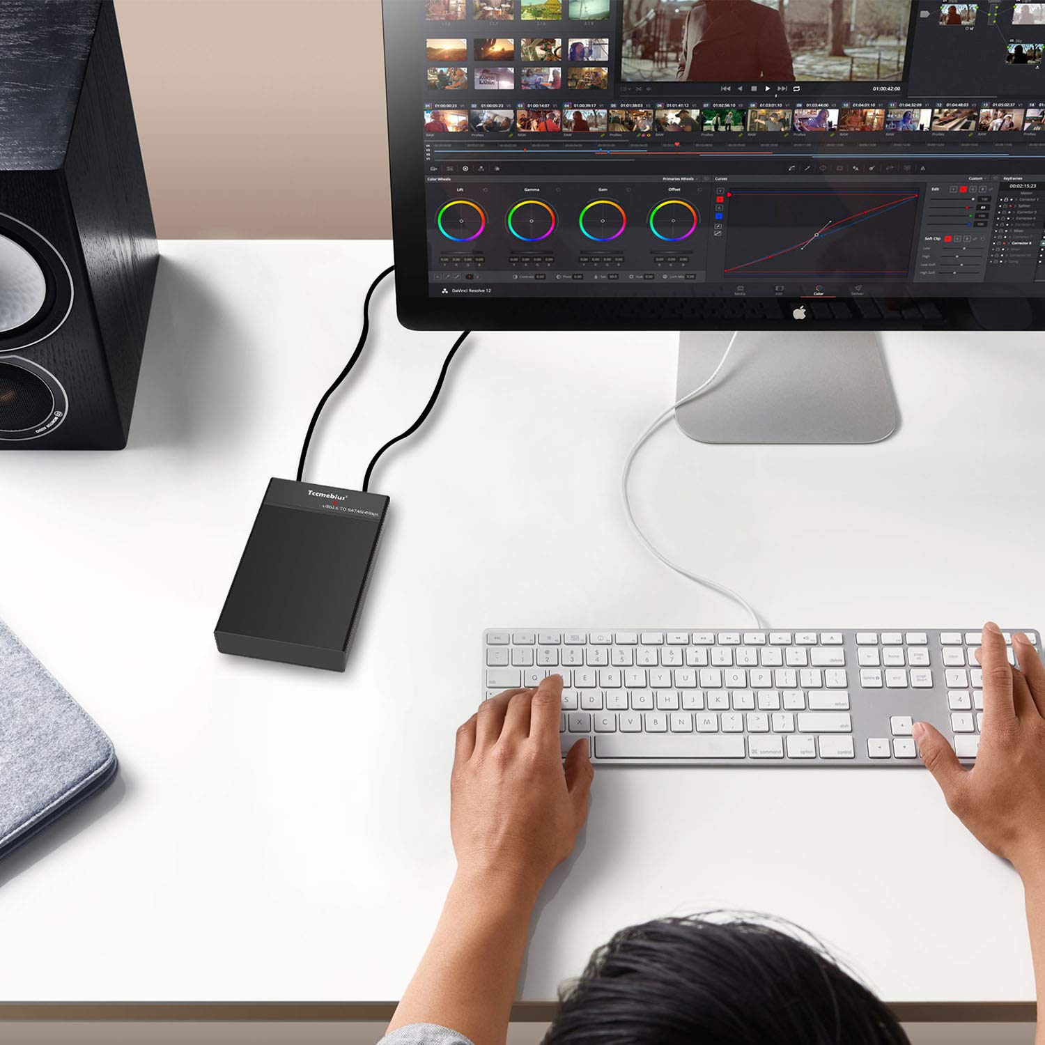 Tccmebius Tccmebius USB 3.0 External Hard Drive Enclosure for 2.5 3.5 Inch SATA HDD SSD Up to 20TB Tool-Free Docking Station with UASP Support - View 6 of 9