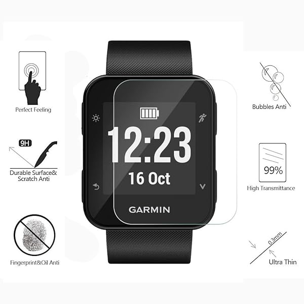 AKWOX AKWOX Pack of 4 Tempered Glass Screen Protector for Garmin Forerunner 35 High Definition Anti-Bubble 9H 0.3mm - View 2 of 6