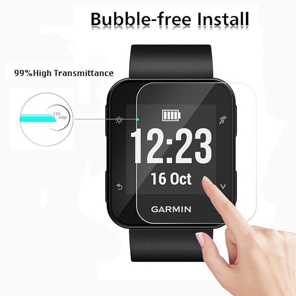 AKWOX AKWOX Pack of 4 Tempered Glass Screen Protector for Garmin Forerunner 35 High Definition Anti-Bubble 9H 0.3mm - View 5 of 6