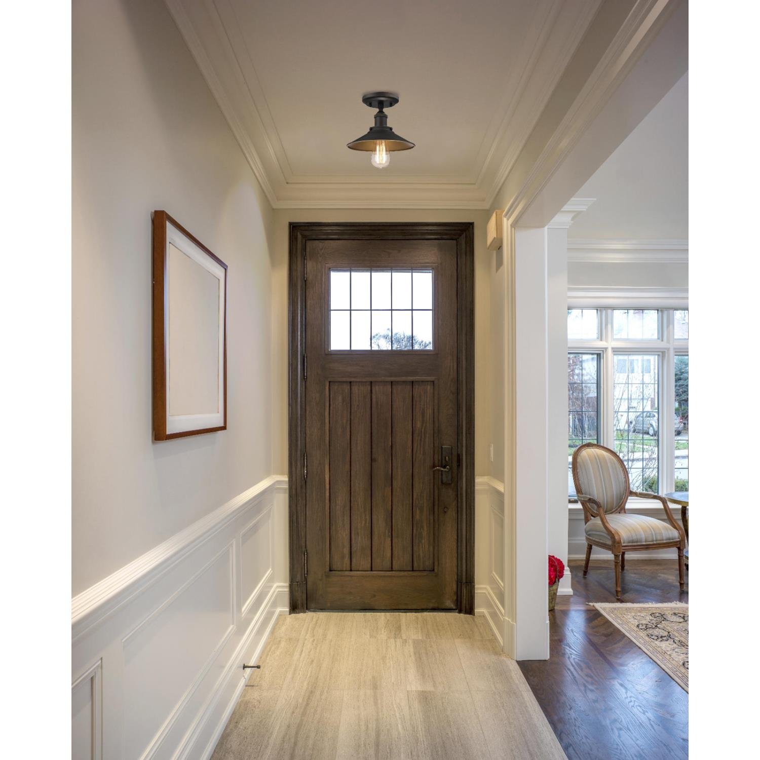 Westinghouse Lighting Louis One-Light Indoor Semi-Flush Ceiling Fixture Oil Rubbed Bronze Finish Metallic Interior - View 2 of 3