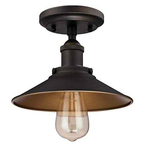 Westinghouse Lighting Louis One-Light Indoor Semi-Flush Ceiling Fixture Oil Rubbed Bronze Finish Metallic Interior - View 3 of 3