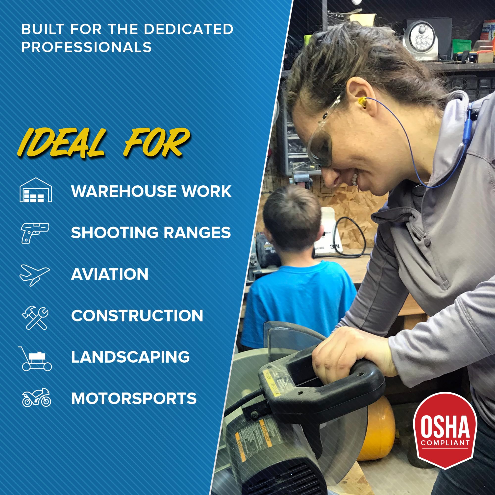 Plugfones Liberate 2.0 Earplug Earbud Hybrid Blue Cable Yellow Accents Yellow Plugs for Ultimate Comfort and Sound Quality - View 4 of 8