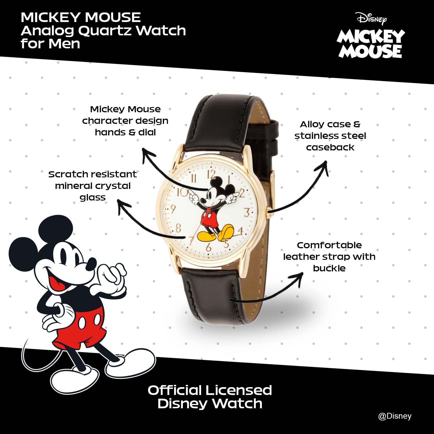 Disney Men's Mickey Mouse Quartz Metal Casual Watch Black WDS000405 - View 2 of 6