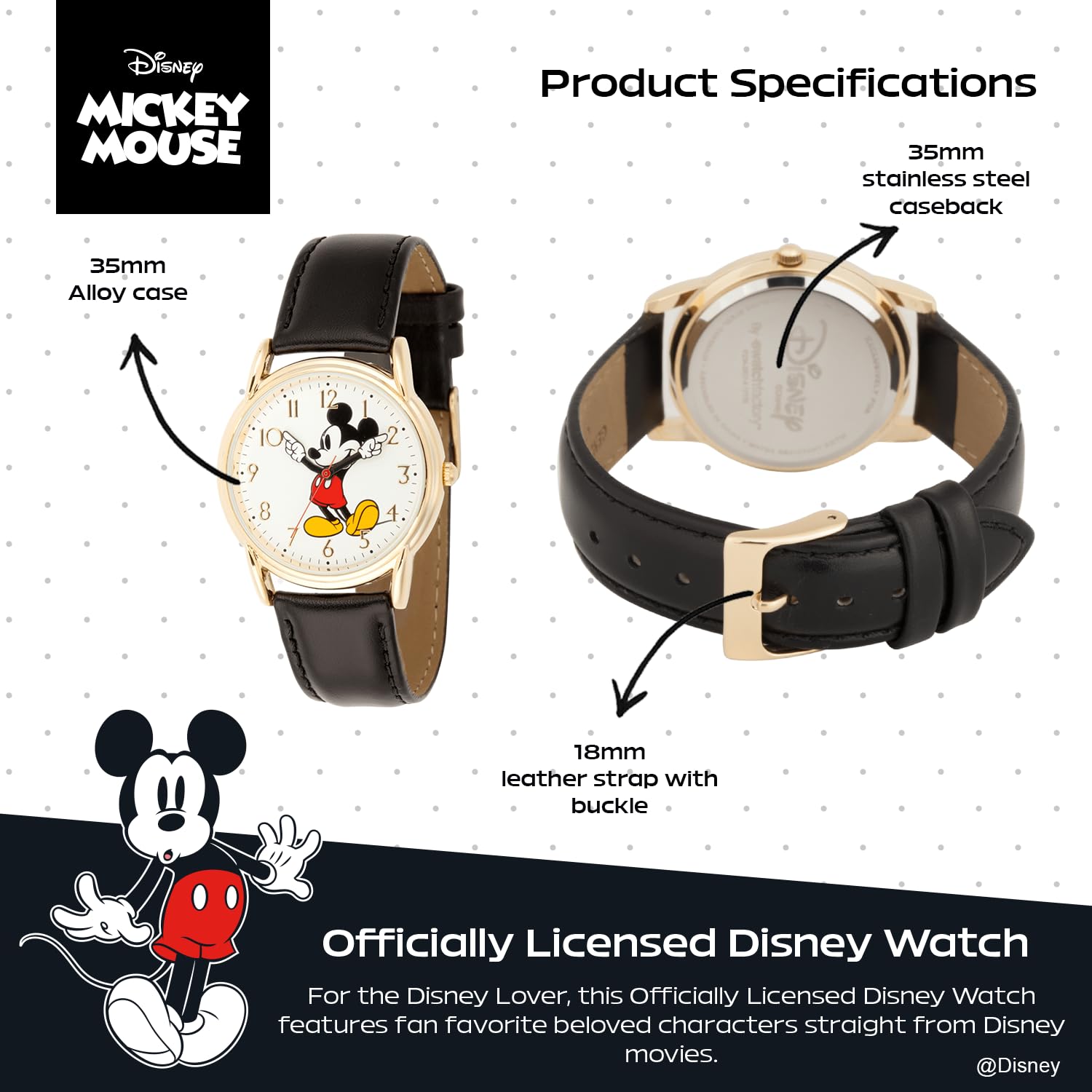 Disney Men's Mickey Mouse Quartz Metal Casual Watch Black WDS000405 - View 3 of 6