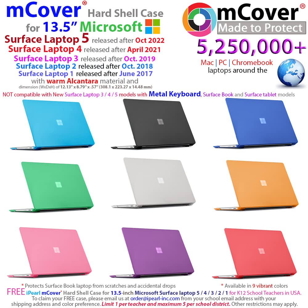mCover Hard Case for 13.5 Inch Microsoft Surface Laptop 1 2 3 4 5 with Alcantara Keyboard Red - View 2 of 8