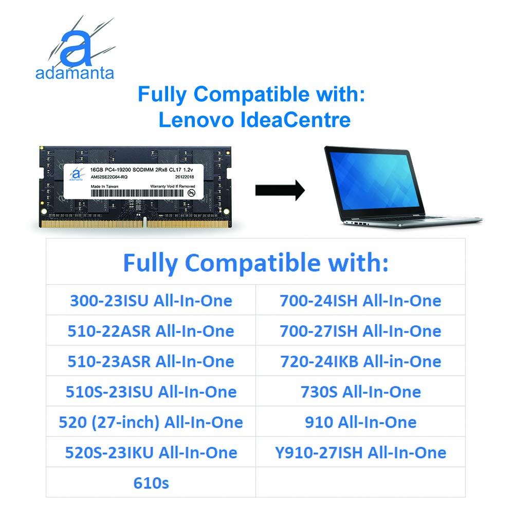 Adamanta 16GB Laptop Memory Upgrade for Lenovo Thinkpad ThinkCentre DDR4 2400Mhz SODIMM RAM DRAM 2Rx8 CL17 1.2v - View 3 of 9