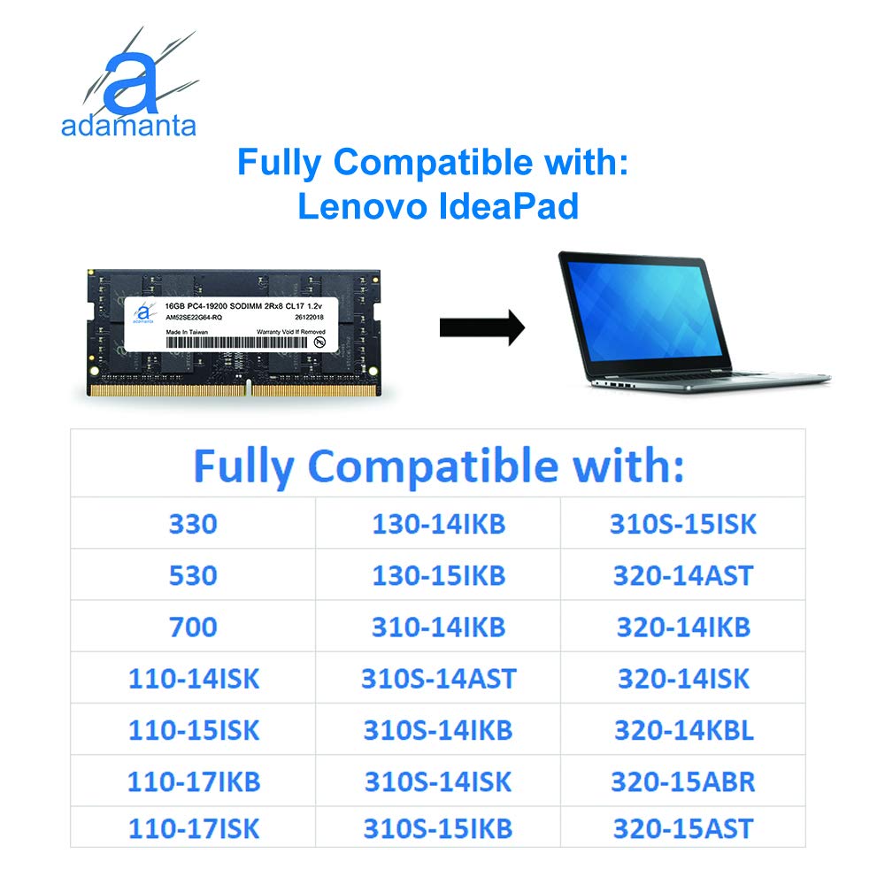Adamanta 16GB Laptop Memory Upgrade for Lenovo Thinkpad ThinkCentre DDR4 2400Mhz SODIMM RAM DRAM 2Rx8 CL17 1.2v - View 4 of 9