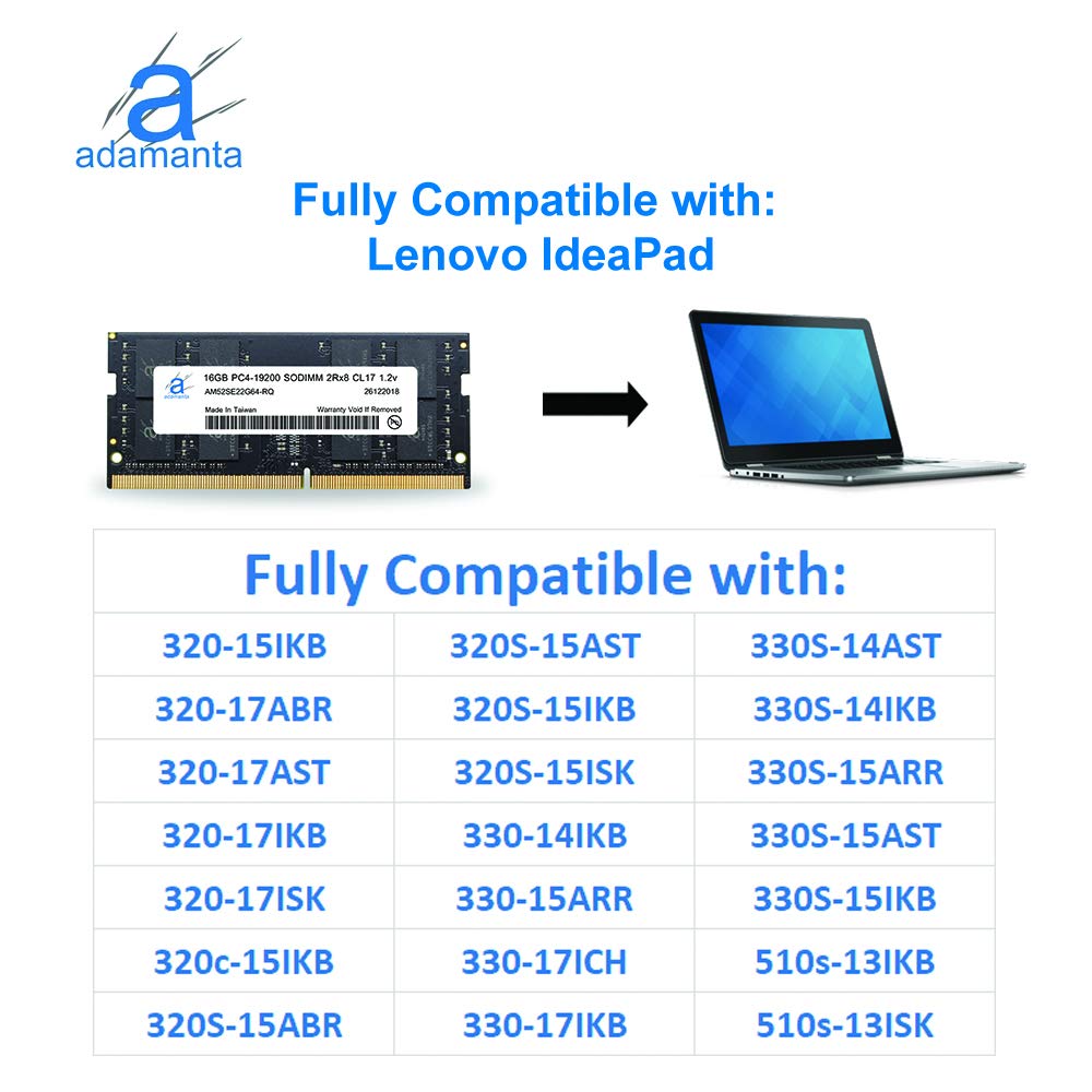 Adamanta 16GB Laptop Memory Upgrade for Lenovo Thinkpad ThinkCentre DDR4 2400Mhz SODIMM RAM DRAM 2Rx8 CL17 1.2v - View 7 of 9