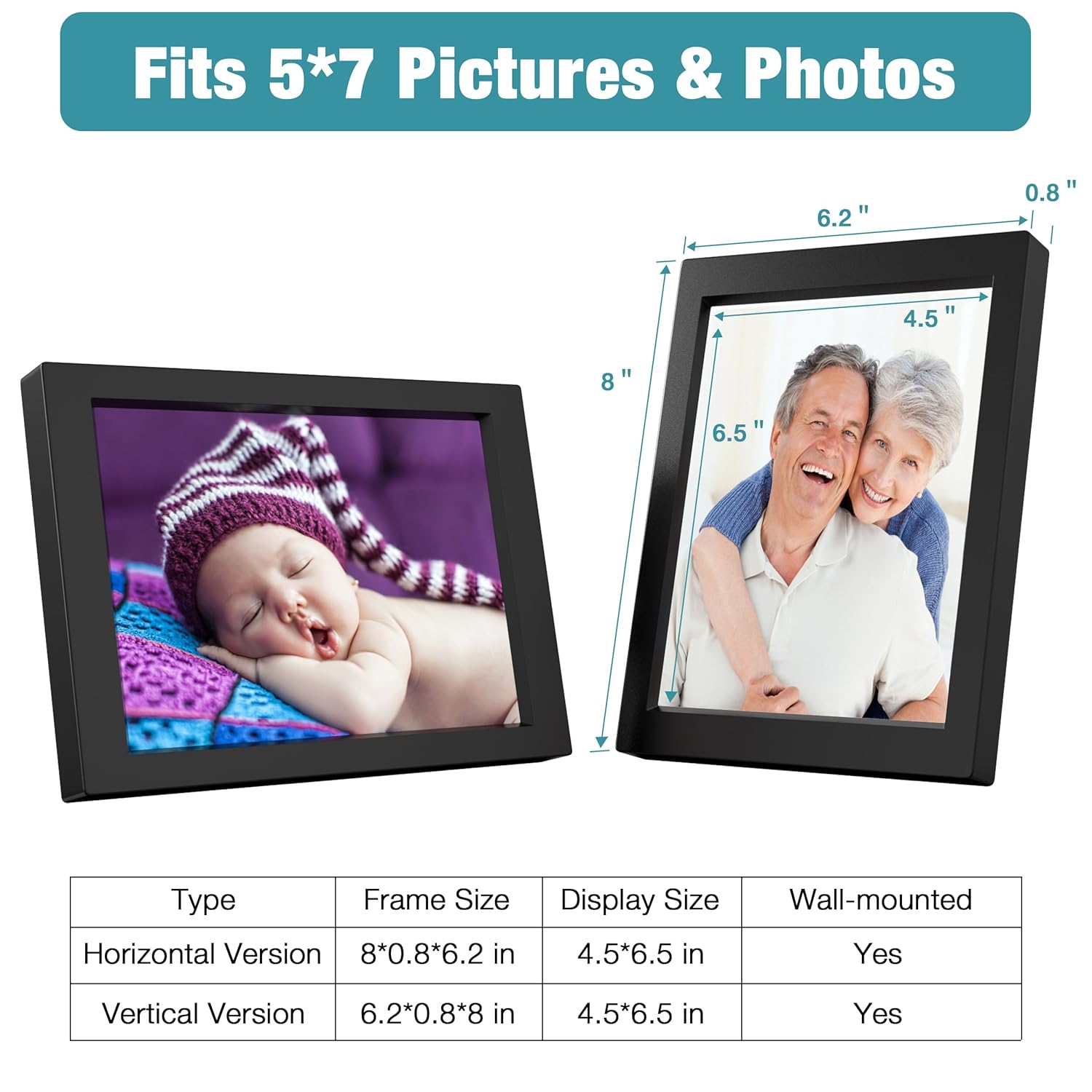 KWANWA KWANWA 5x7 Voice Recordable Picture Frame Personalized for Gifts Tabletop Wall Mount for Boys Girls Parents Grandparents Birthday Christmas - View 3 of 9