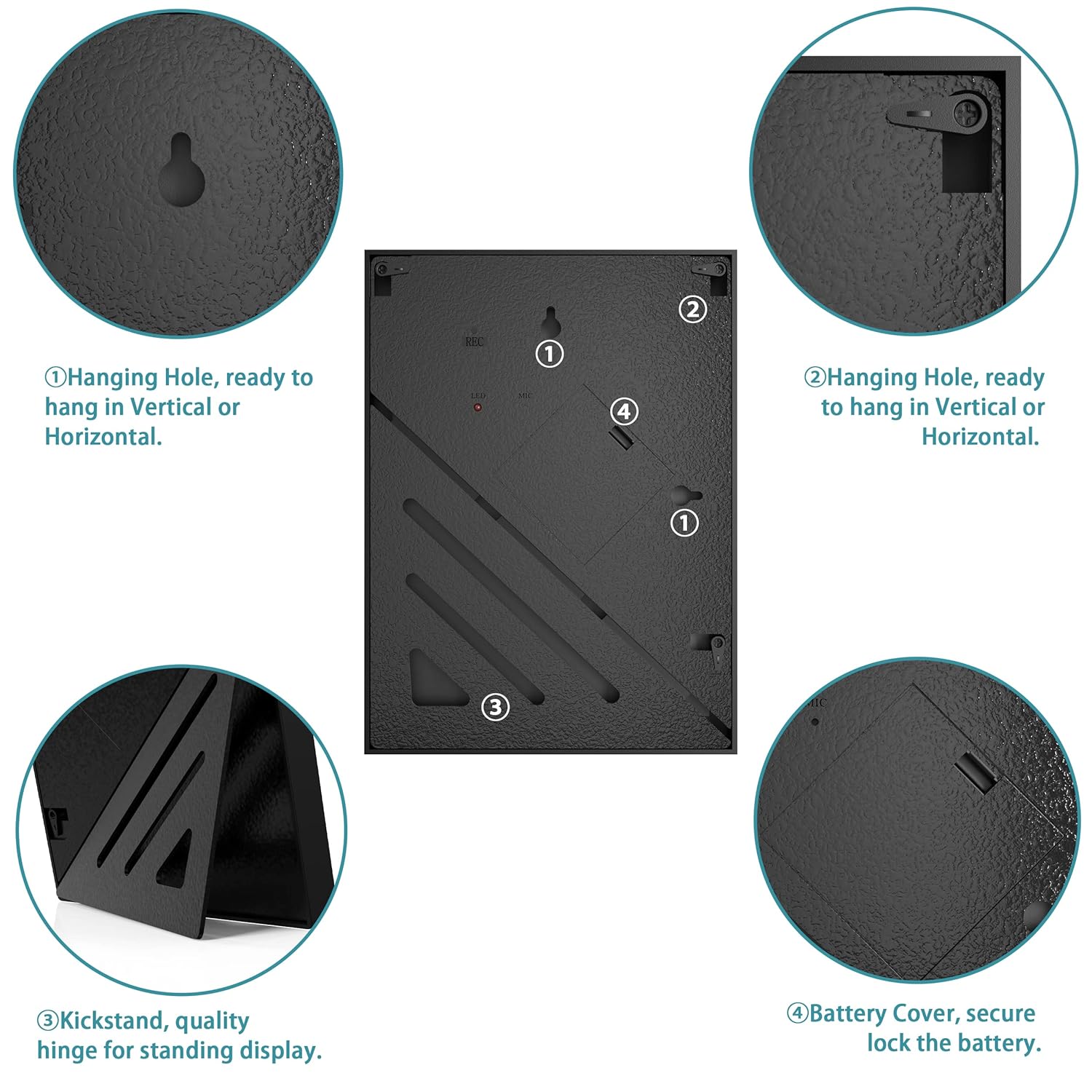 KWANWA KWANWA 5x7 Voice Recordable Picture Frame Personalized for Gifts Tabletop Wall Mount for Boys Girls Parents Grandparents Birthday Christmas - View 6 of 9