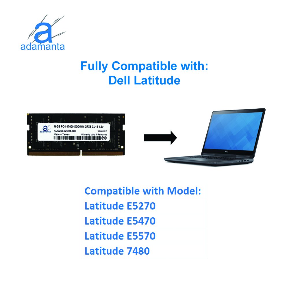 Adamanta 32GB Laptop Memory Upgrade for Dell Alienware Latitude Precision XPS DDR4 2133Mhz SODIMM 2Rx8 CL15 1.2v DRAM RAM - View 4 of 5