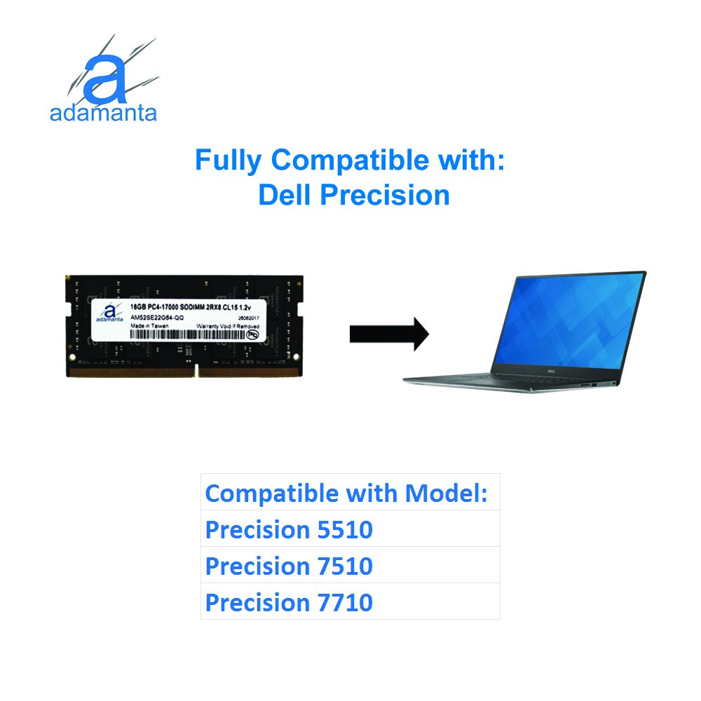 Adamanta 32GB Laptop Memory Upgrade for Dell Alienware Latitude Precision XPS DDR4 2133Mhz SODIMM 2Rx8 CL15 1.2v DRAM RAM - View 5 of 5