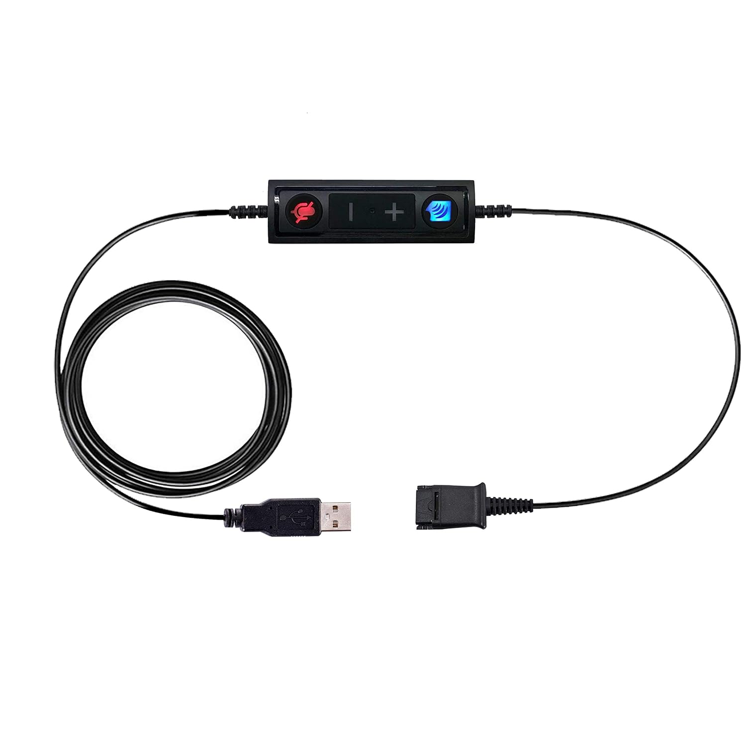 TruVoice USB to QD Adapter Cable for Plantronics Poly Headsets with Volume Control and Mute Functionality