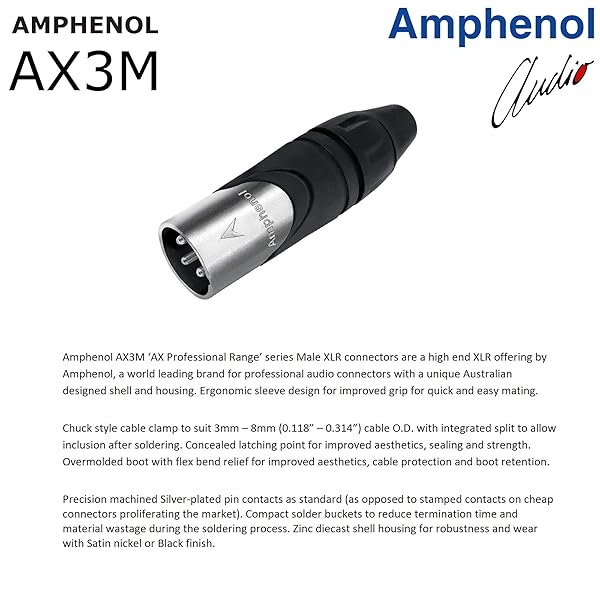 WORLDS BEST CABLES Worlds Best Cables 3 Units 1 Foot Canare L-4E6S Star Quad Balanced Microphone Cables with Amphenol AX3M AX3F Silver XLR Connectors - View 4 of 7