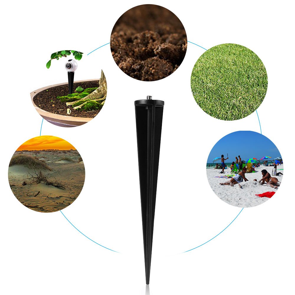 HOLACA Spike Pole Mount Ground Stake for Insta360 One R Samsung Gear 360 2017 Edition 360fly Ricoh Theta V SC2 M15 LG 360 Nikon Keymission Garmin Virb 360 - View 2 of 7