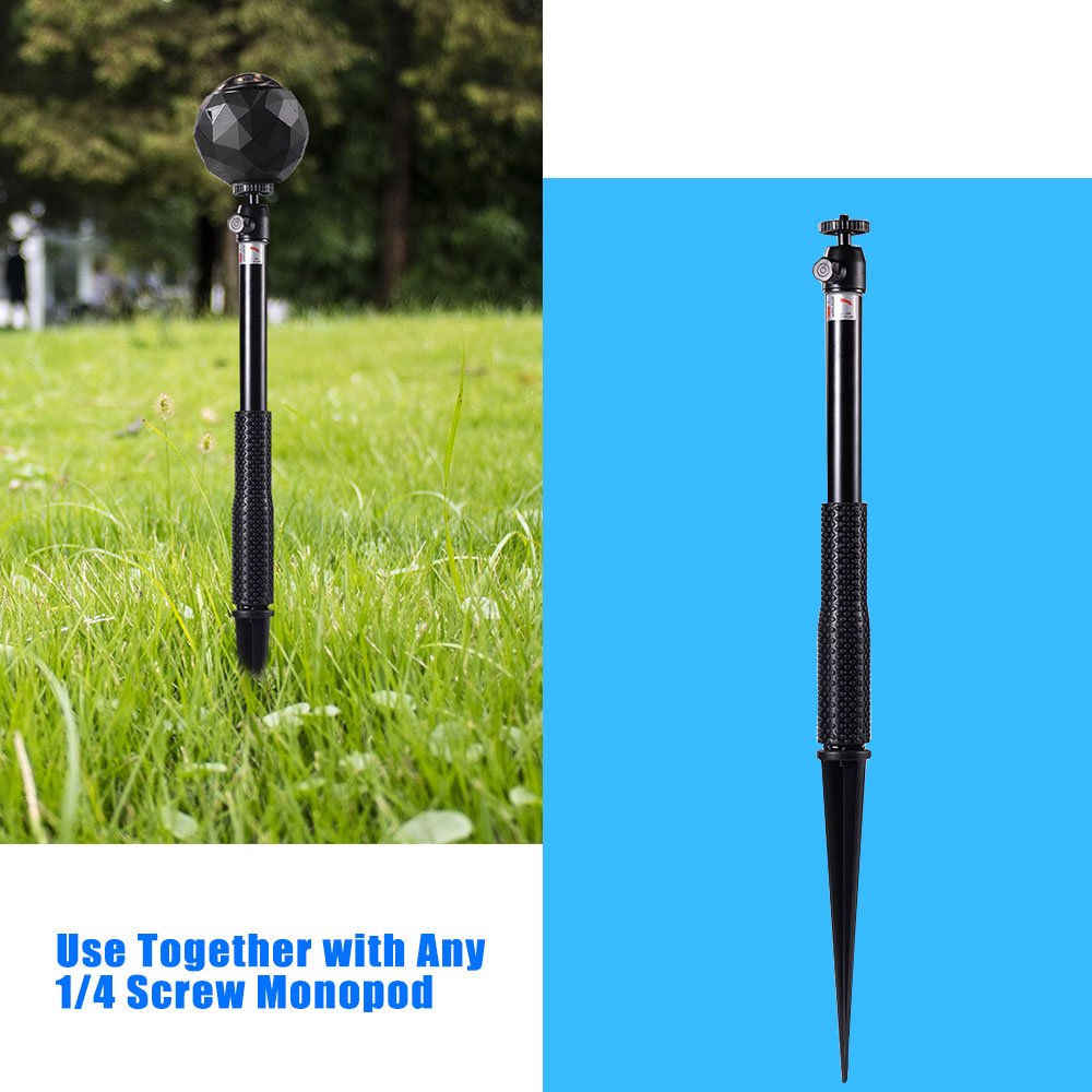 HOLACA Spike Pole Mount Ground Stake for Insta360 One R Samsung Gear 360 2017 Edition 360fly Ricoh Theta V SC2 M15 LG 360 Nikon Keymission Garmin Virb 360 - View 5 of 7