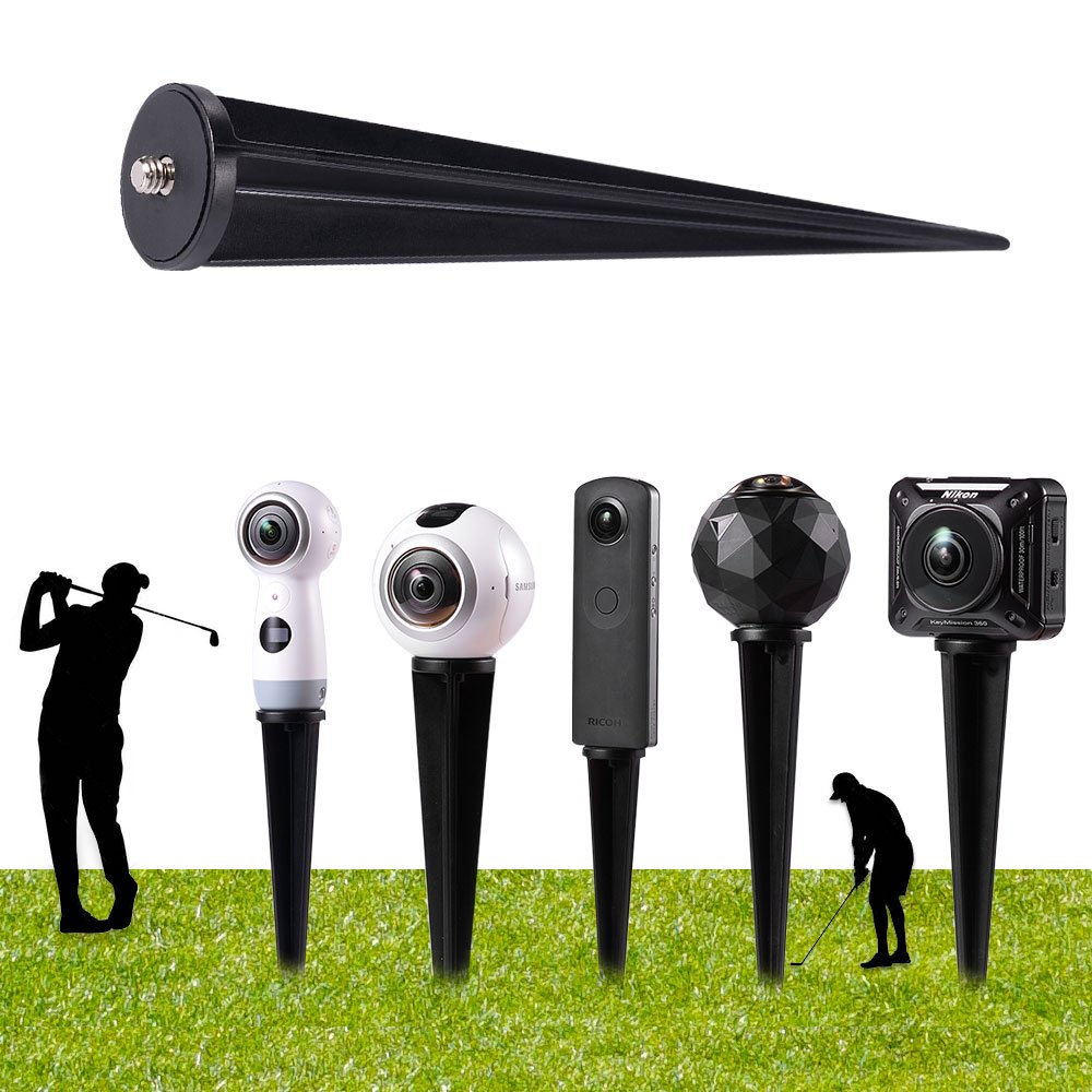Spike Pole Mount Ground Stake for Insta360 One R Samsung Gear 360 2017 Edition 360fly Ricoh Theta V SC2 M15 LG 360 Nikon Keymission Garmin Virb 360