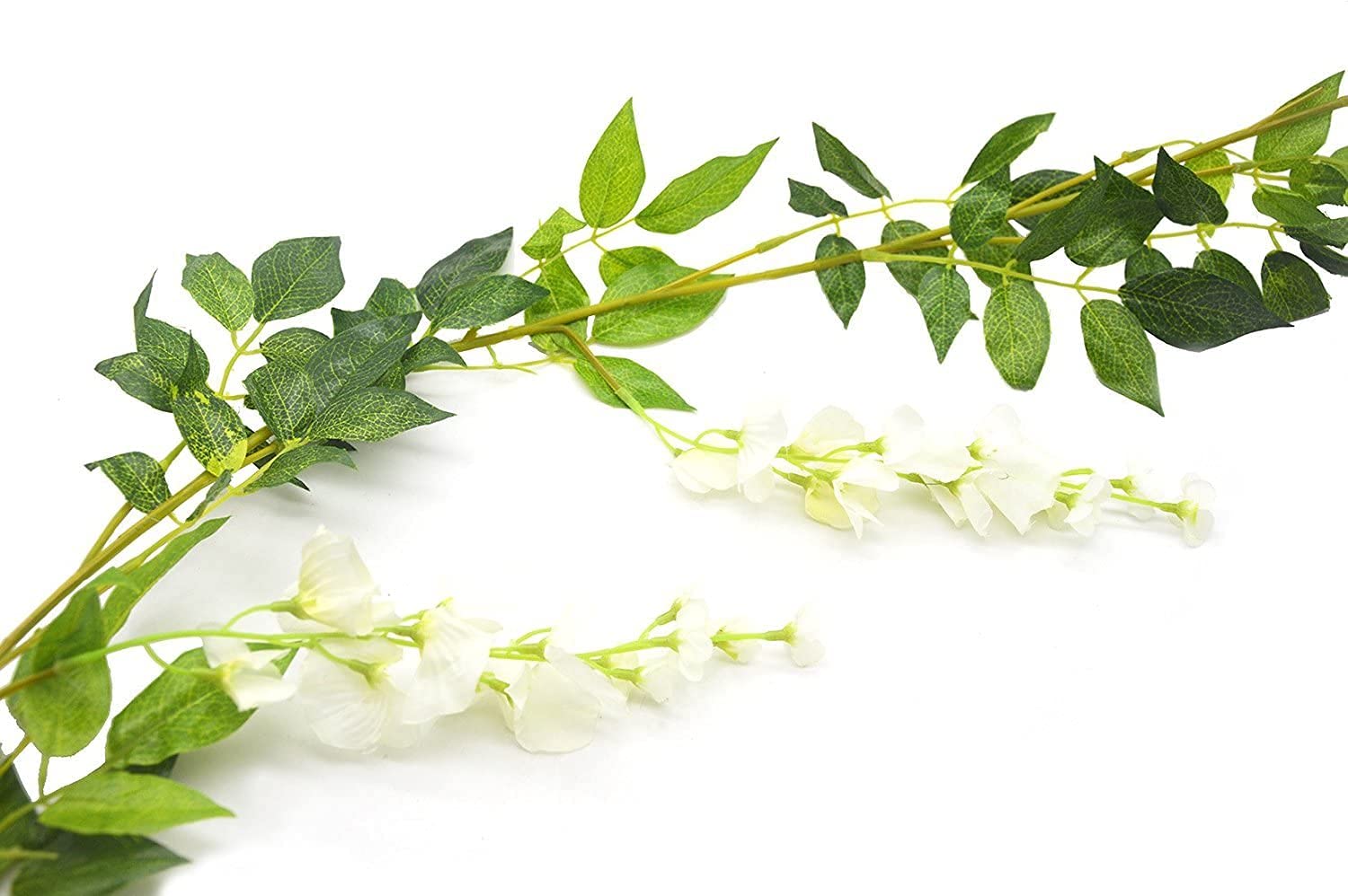 31ft Artificial Silk Wisteria Flowers Hanging Vine 5 Pcs Faux Plants Ivy Garland Decor for Home Kitchen Party White - View 3 of 7