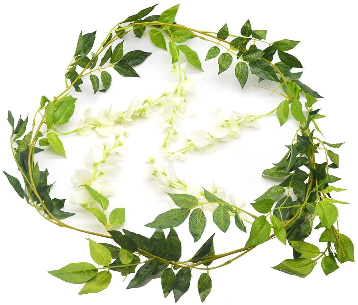 31ft Artificial Silk Wisteria Flowers Hanging Vine 5 Pcs Faux Plants Ivy Garland Decor for Home Kitchen Party White - View 4 of 7