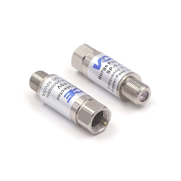 VCE Coaxial Surge Lightning Protector 75 Ohm for TV Antenna & Satellite - 2 Pack, 5-2500MHz