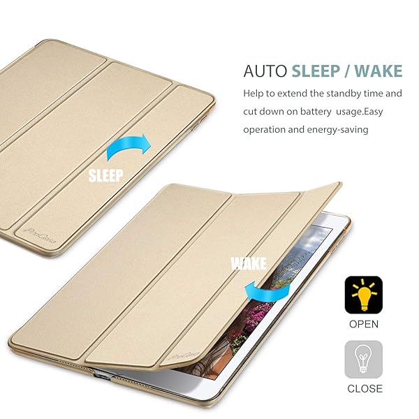 ProCase ProCase Ultra Slim Lightweight iPad Case 9.7 Inch 2017 Smart Cover with Translucent Back Auto Sleep Wake Feature Gold - View 8 of 9
