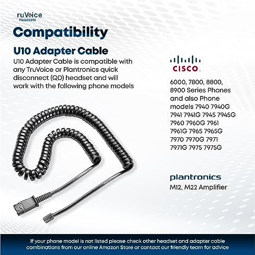 TruVoice Deluxe Double Ear Noise Canceling Headset for Call Center Office Compatible with Cisco 6000 7800 8000 Series Phones - View 3 of 7