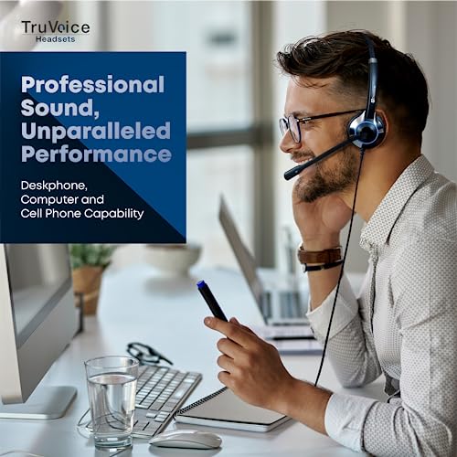 TruVoice Deluxe Double Ear Noise Canceling Headset for Call Center Office Compatible with Cisco 6000 7800 8000 Series Phones - View 4 of 7