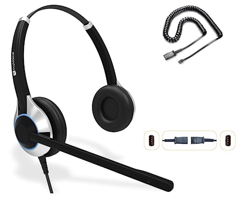 TruVoice Deluxe Double Ear Noise Canceling Headset for Call Center Office Compatible with Cisco 6000 7800 8000 Series Phones