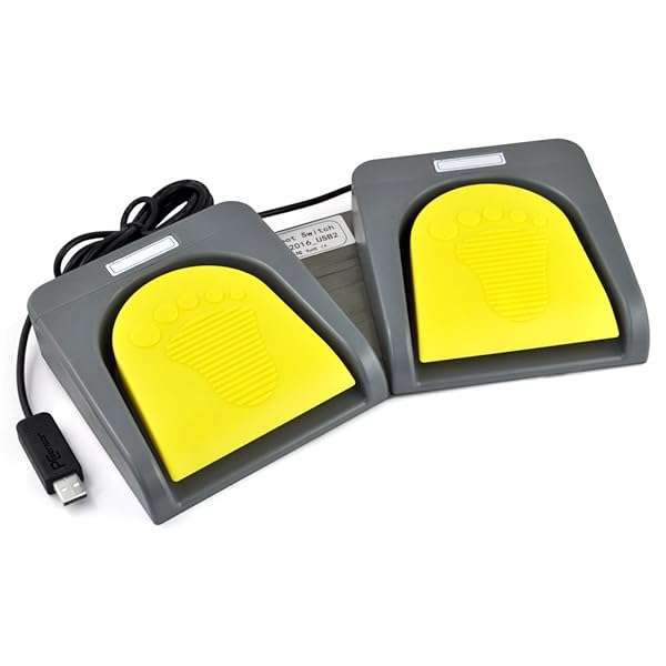 iKKEGOL iKKEGOL USB Double Foot Switch Pedal for PC Gaming & Multimedia - Customizable, Plug & Play HID Control