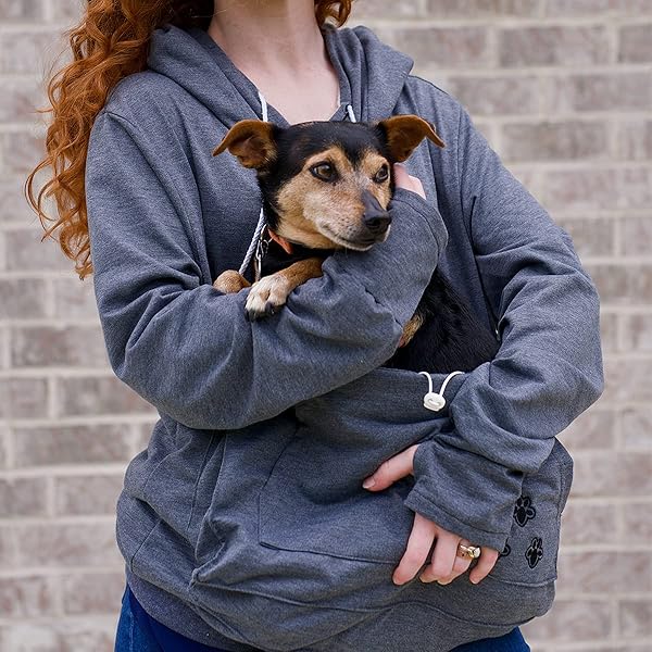 Kei Tomlison Unisex Big Pouch Hoodie Long Sleeve Pet Dog Holder Carrier Sweatshirt Dark Gray Medium for Comfortable Pet Travel - View 7 of 7