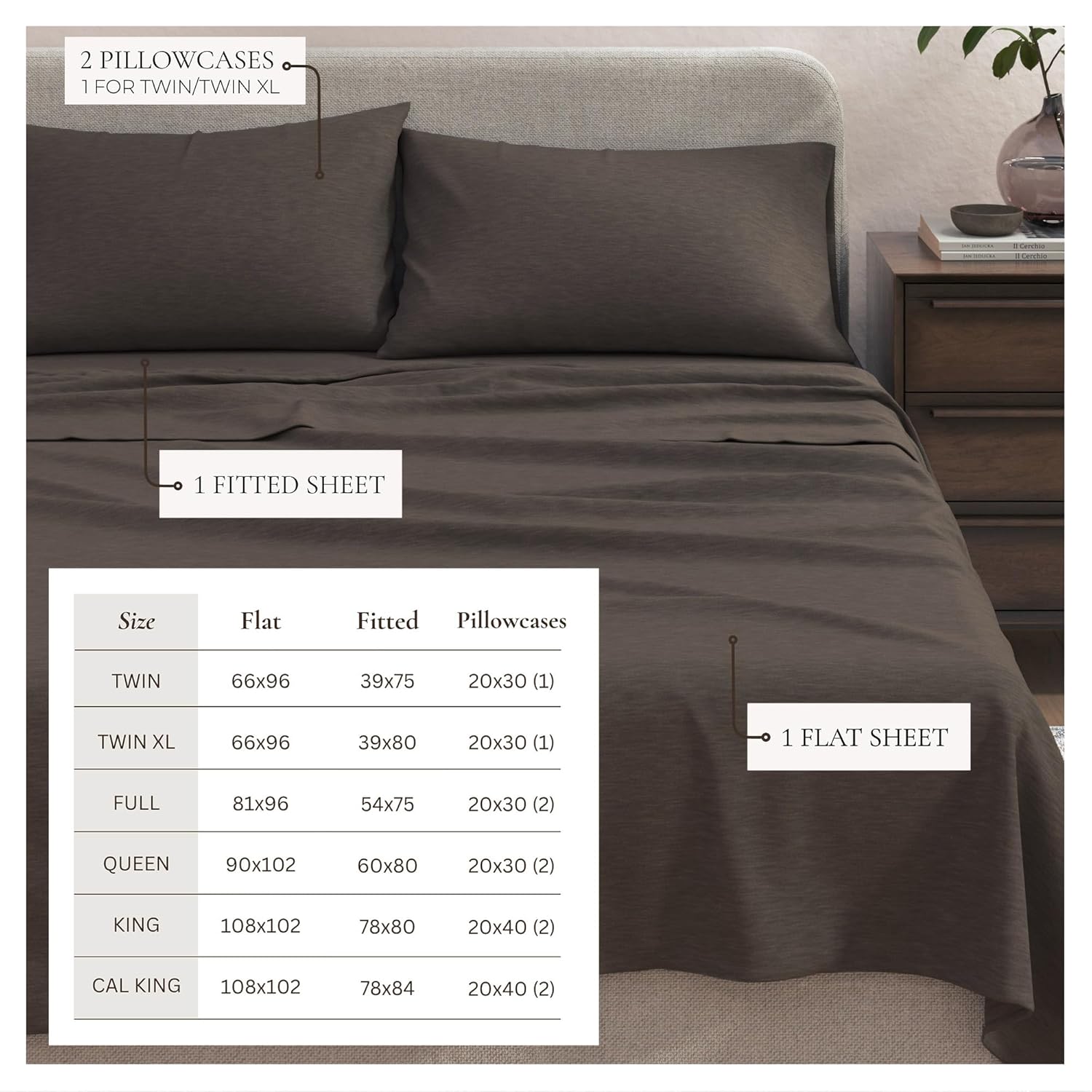 Great Bay Home Cotton Jersey Knit Twin Sheet Set Ultra Soft Stretchy Heathered Melange Grey Bed Sheets Cozy T Shirt Sheet and Pillowcase Set - View 3 of 9