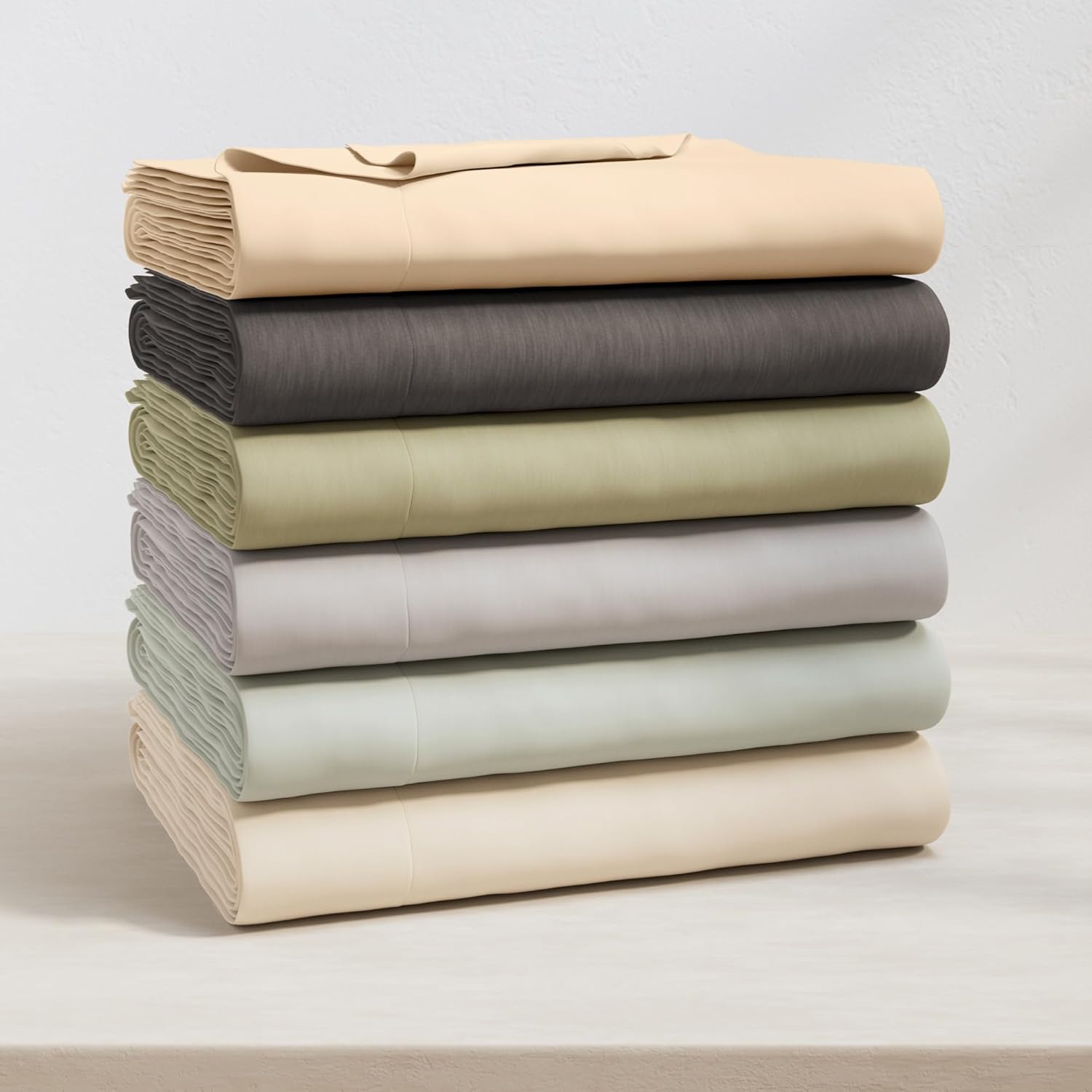 Great Bay Home Cotton Jersey Knit Twin Sheet Set Ultra Soft Stretchy Heathered Melange Grey Bed Sheets Cozy T Shirt Sheet and Pillowcase Set - View 7 of 9