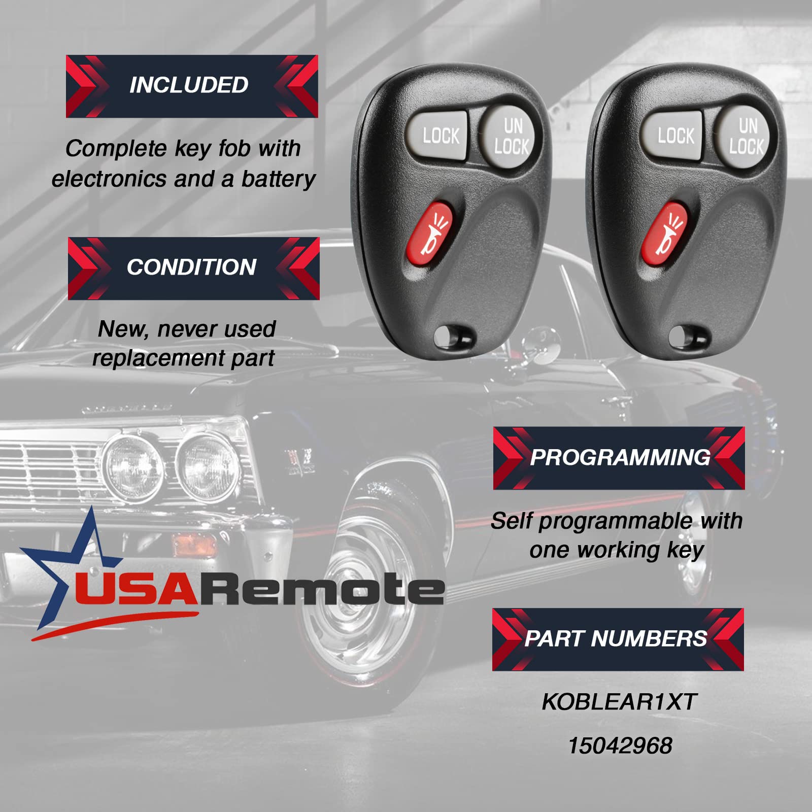 Key Fob Remote for 2001 2002 Cadillac Escalade Chevy Avalanche S10 Silverado Suburban Tahoe GMC Sierra Sonoma Yukon Set of 2 - View 3 of 9