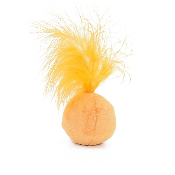 PETFAVORITES PETFAVORITES Furry Rattle Ball Cat Toy with Feather and Catnip Interactive Pom Pom Balls Soft Lightweight 2 Inch 3 Pack - View 4 of 9