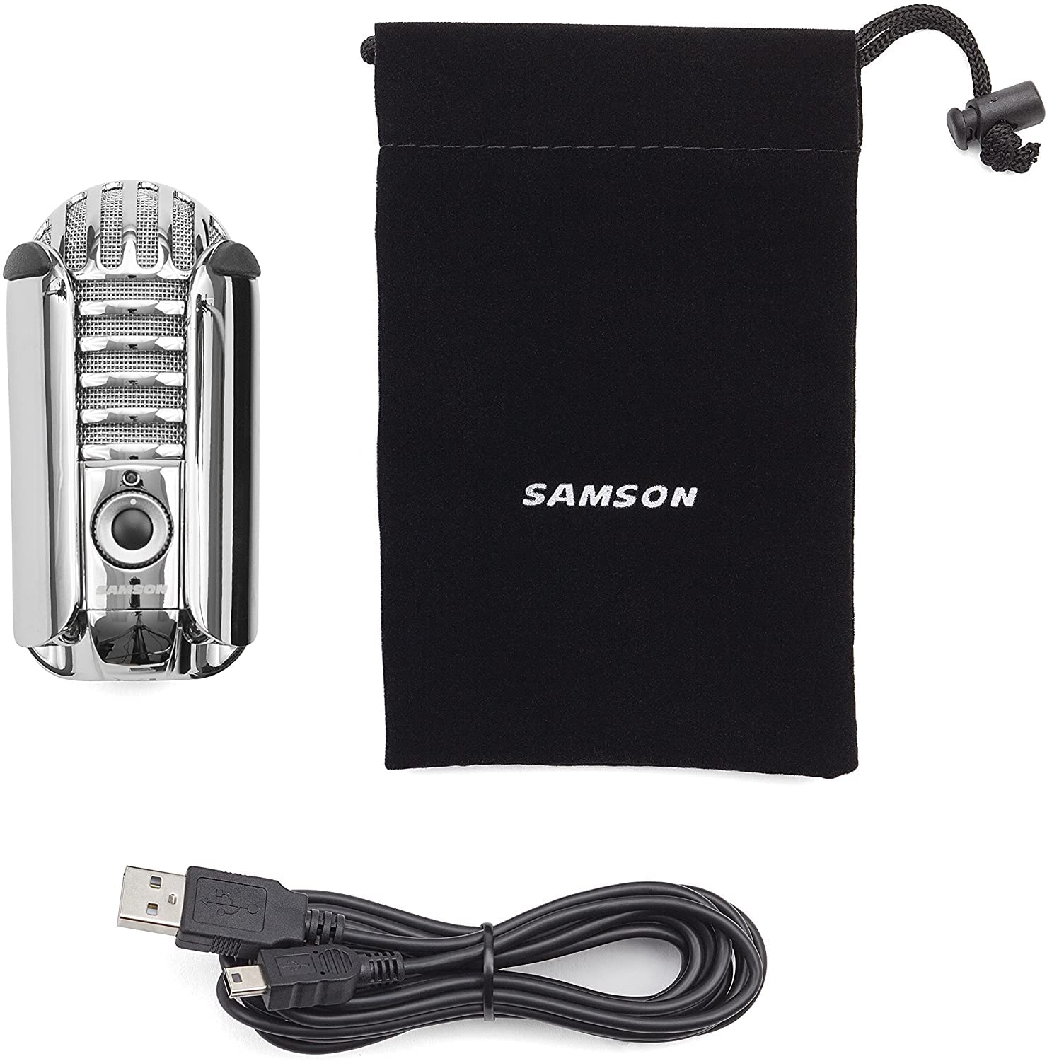 SAMSON Samson Meteor Mic USB Studio Microphone Chrome Bundle with SR350 Stereo Headphones for High Quality Audio Recording - View 4 of 5